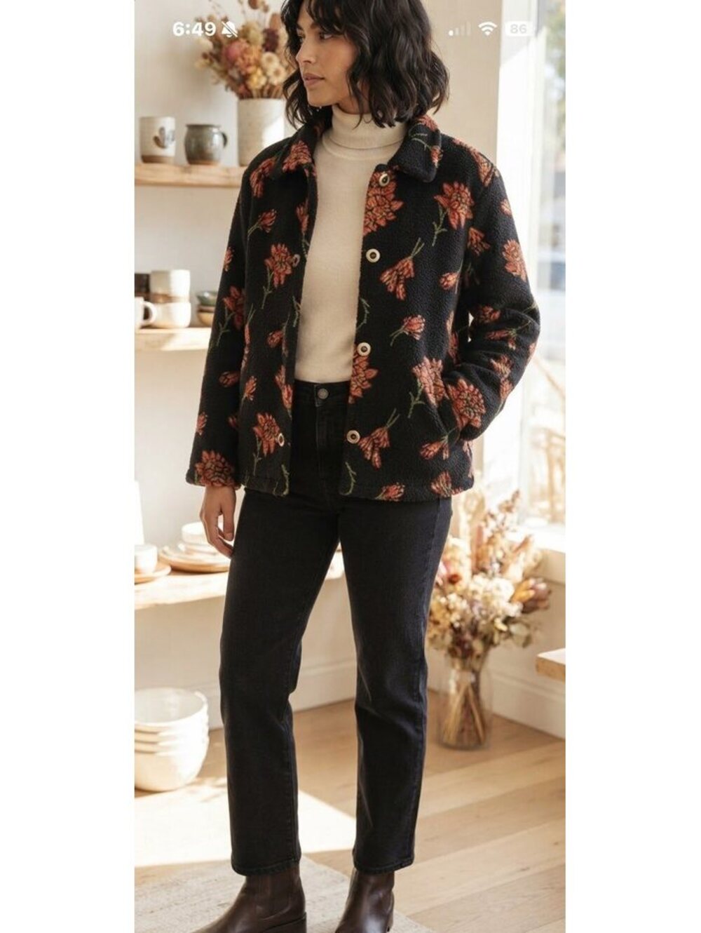 Tsunami floral fleece jacket sz Medium HTF